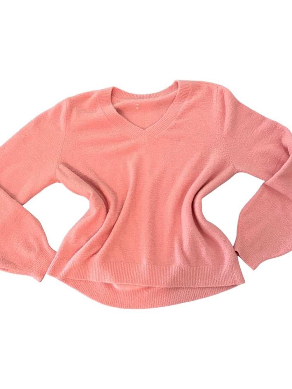 LOFT Soft Pink Cropped V Neck Sweater